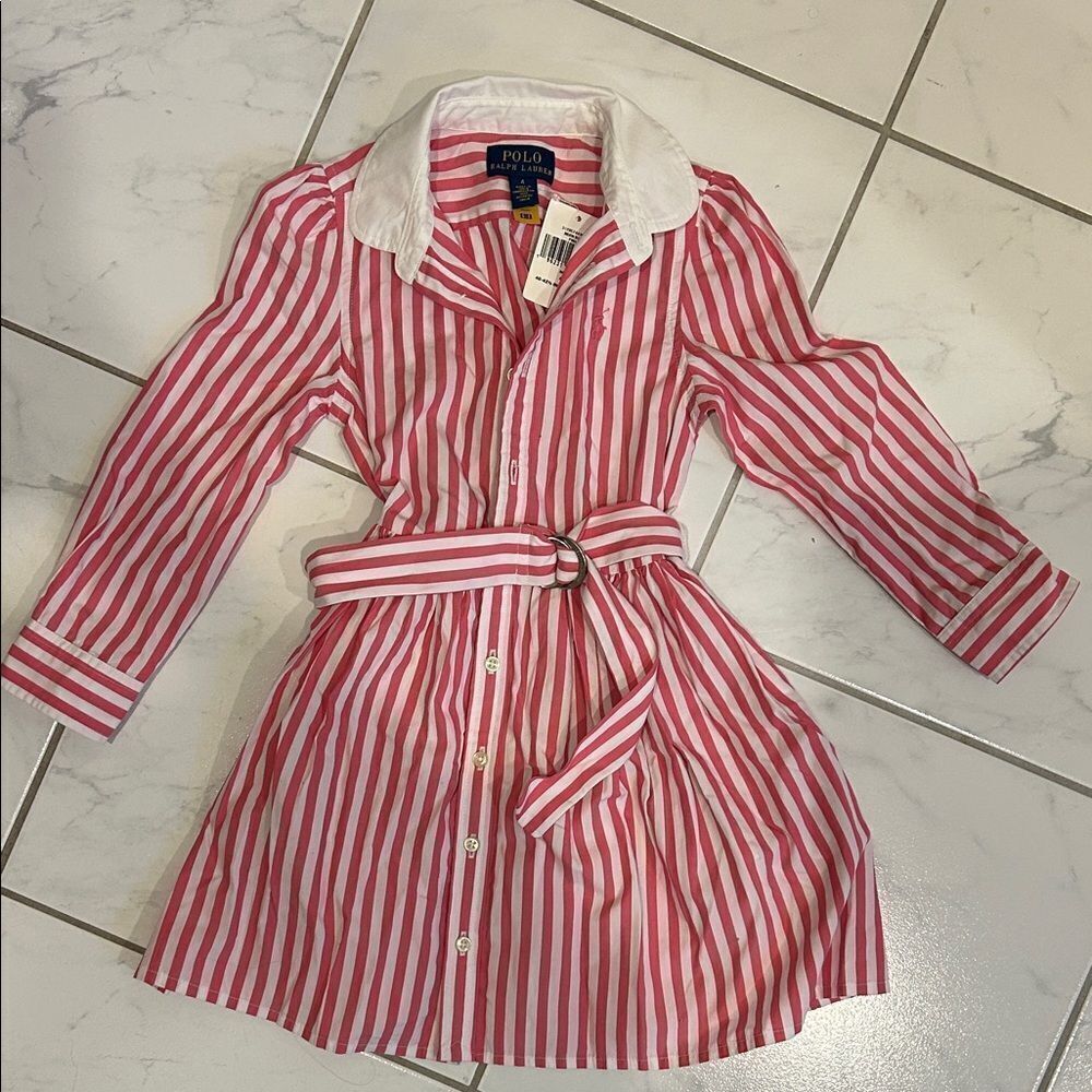 Polo by Ralph Lauren Kids pink and White Striped dress
